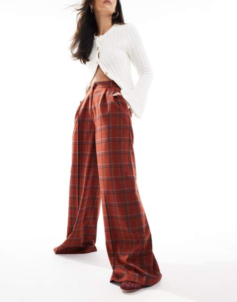 Scalpers Plaid Pants In Terracotta - view 1