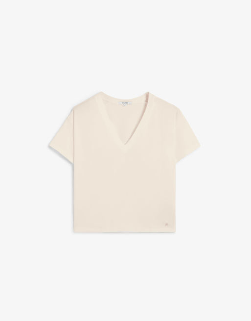 Scalpers - Plain Skull - T-shirt met V-hals in ecru