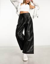 ASOS DESIGN Curve leather look super skinny pants in black