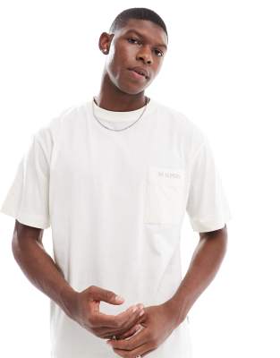 pocket logo tee in cream-White