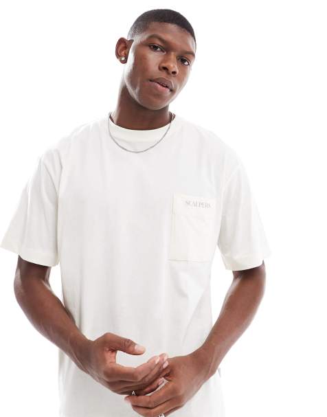 Scalpers pocket logo tee in cream - view 1