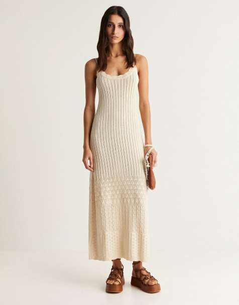 Scalpers pointelle knit dress in ecru