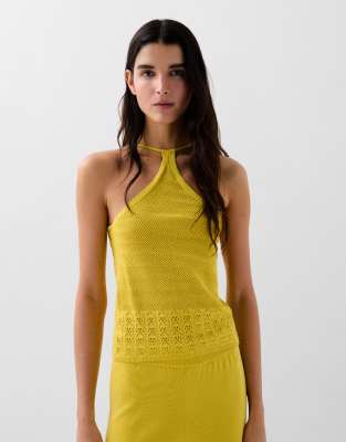 Scalpers Pointelle Knit Top In Yellow