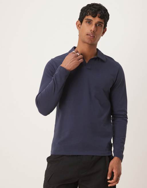 Scalpers - Polo a maniche lunghe blu navy senza cuciture
