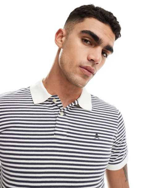Scalpers - Polo rayé - Bleu marine - view 1