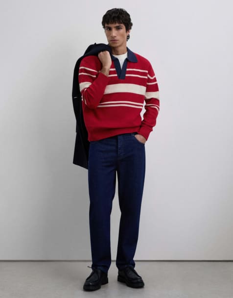 Scalpers - Polo vintage in tricot rossa a righe - view 1