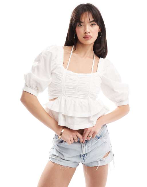 Scalpers - Poplin pof-top in wit