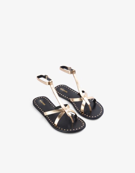 Scalpers – Positano – Sandalen in Gold mit überkreuzten Riemen - view 1