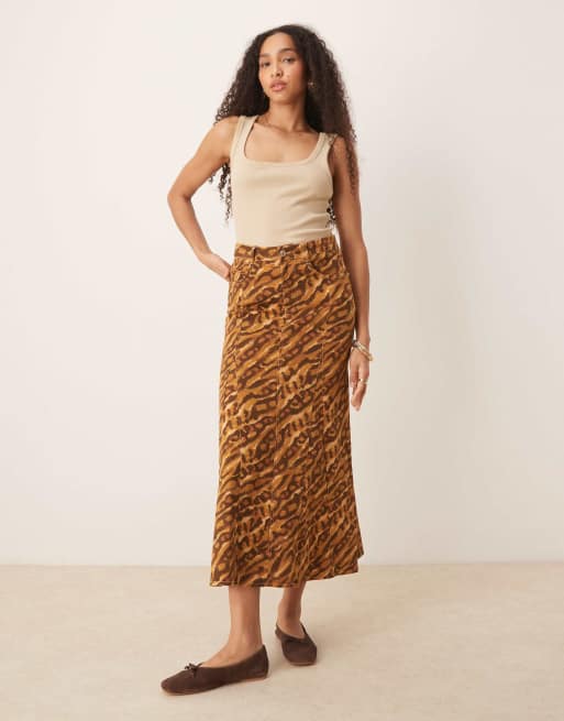 Scalpers - Print - Denim flare rok met dierenprint