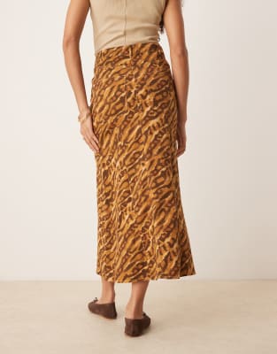 Scalpers Print Flare Denim Skirt In Multi