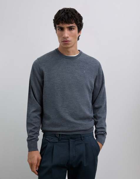 Scalpers - Pull classique en tricot à col rond - Gris foncé - view 1