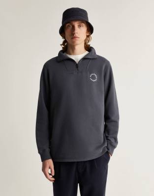 Scalpers - Pull zippé à col en V - Bleu marine
