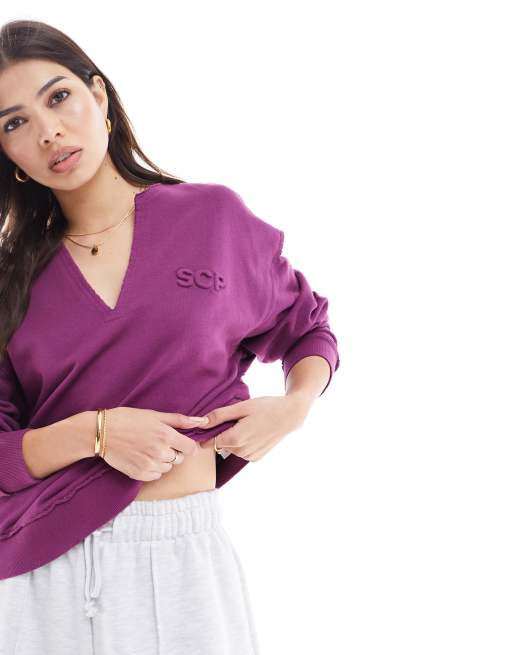 Scalpers – Pullover in Lila mit Prägung