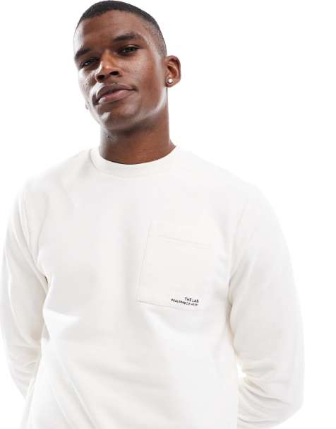 Scalpers – Pullover in Wollweiß mit Rundhalsausschnitt und Tasche - view 1