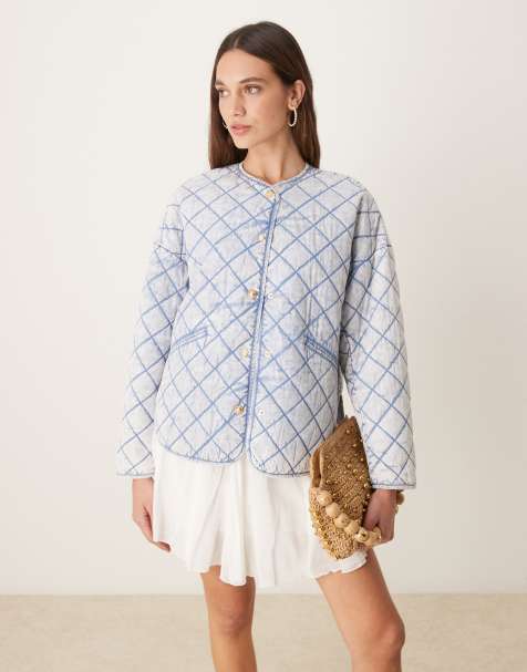Scalpers quilted washed jacket in blue - view 1