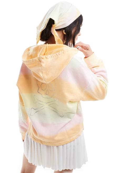Scalpers rainbow hoodie sweater with matching bandana in multicolour