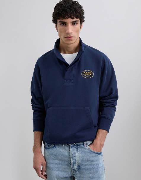 Scalpers - Residence - Hoogsluitende sweater in donker marineblauw - view 1