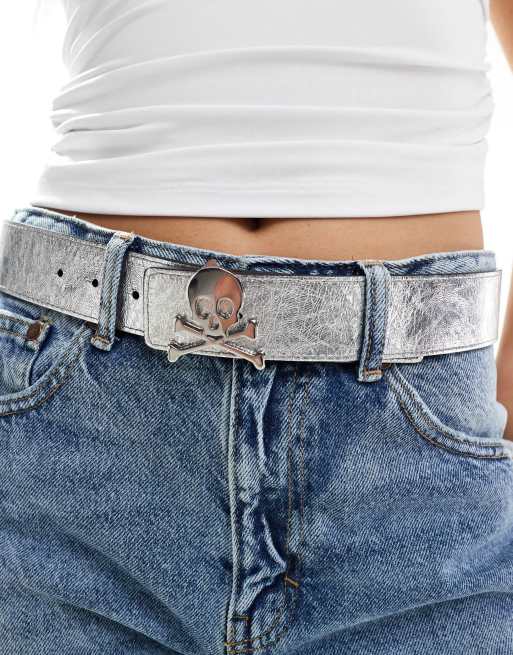 Scalpers reversible belt in black/silver
