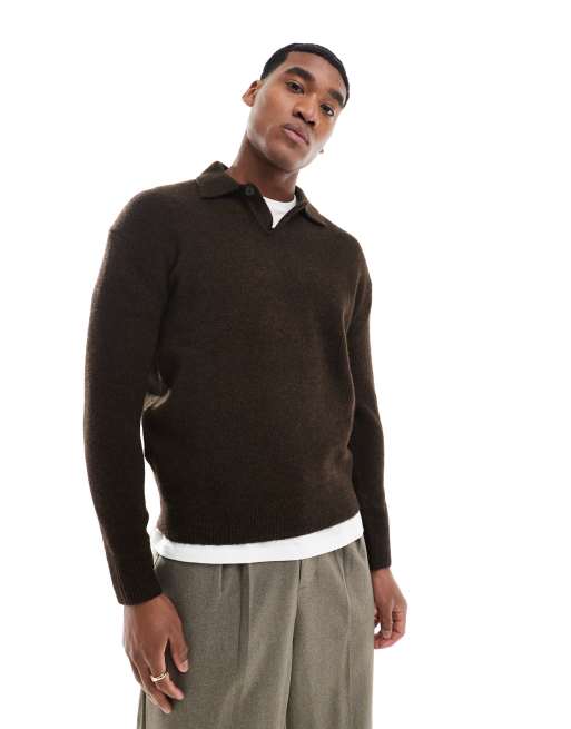 Scalpers Richmond Polo Tricot In Brown  
