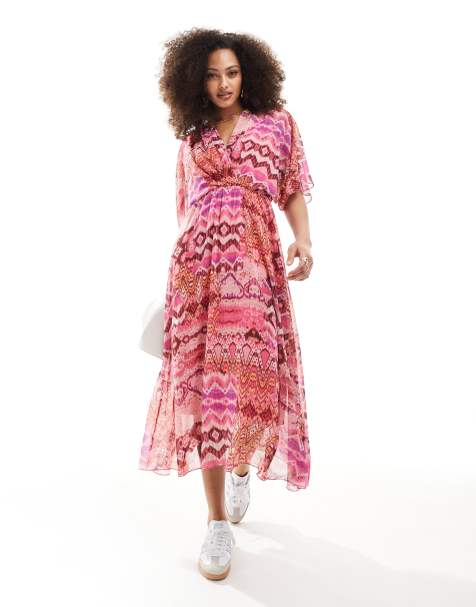 Scalpers - Robe mi-longue fluide - Rose - view 1