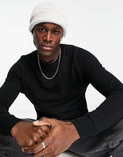 Scalpers round neck jumper in black - view 1