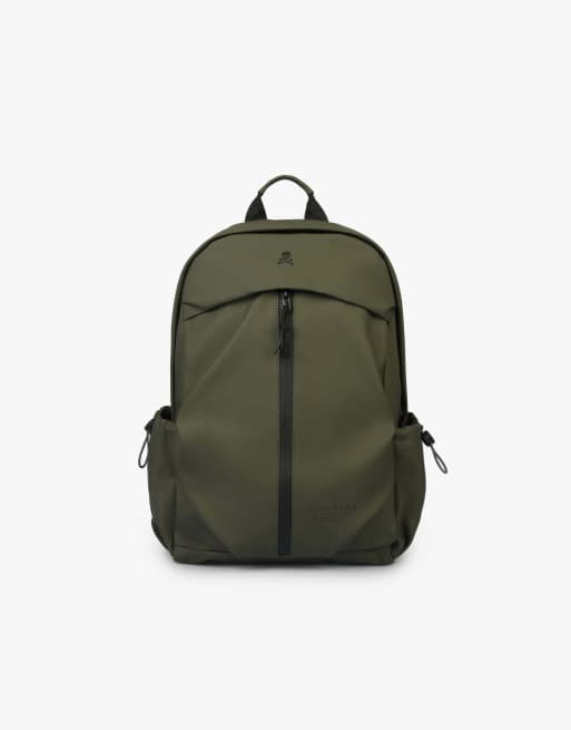 Scalpers – Rucksack in Khaki mit Reißverschluss-Vorderfach