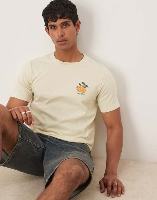Scalpers Rustic cross stitch tee in light melon