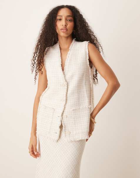 Scalpers Rustic vest in ecru - view 1