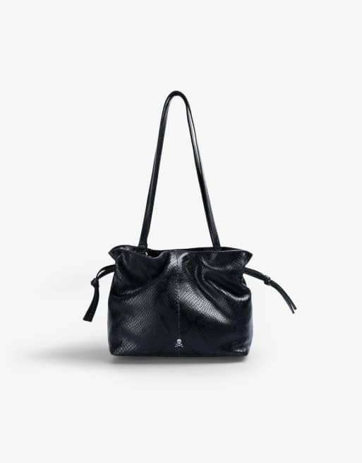 Scalpers - Sac souple effet peau de serpent - Bleu marine