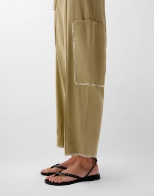 Scalpers Safari Stitching Pants In Green