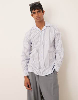 Saint Barth resort long sleeve shirt in light blue stripes