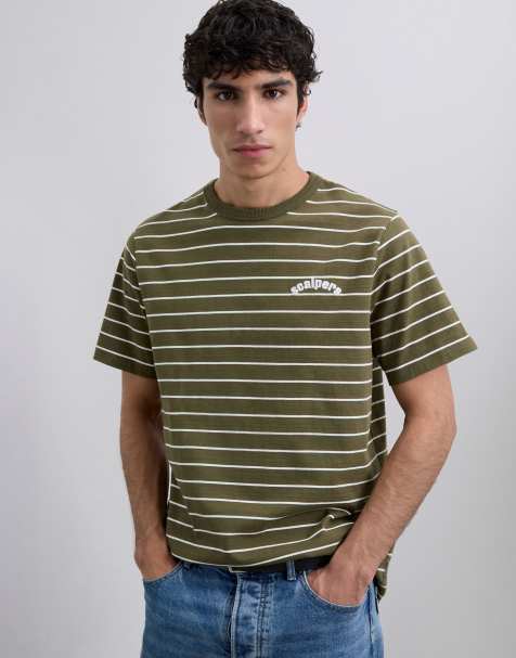 Scalpers - SC - Gestreept T-shirt met borduursel in kaki - view 1