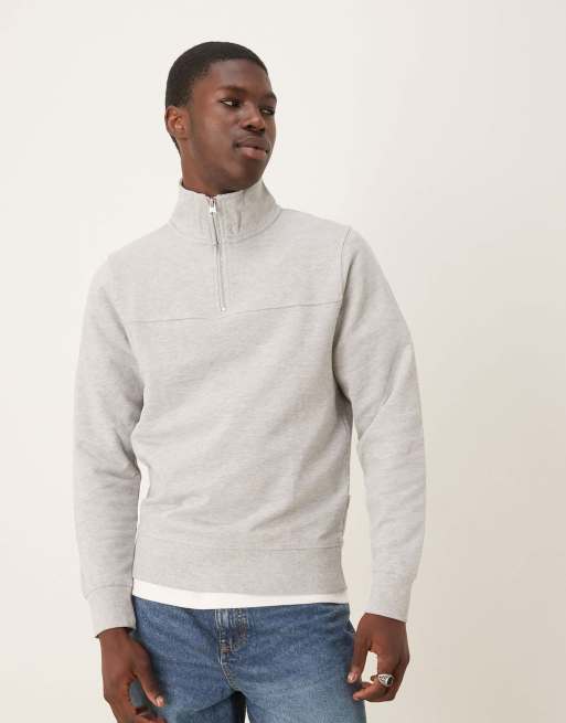 Scalpers – Sc – Sweatshirt in meliertem Grau mit Reißverschluss