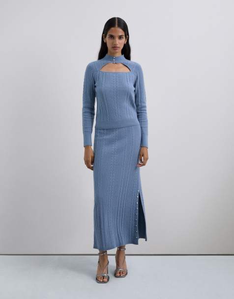 Scalpers - Scbutbraidknit - Rok in lichtblauw - view 1