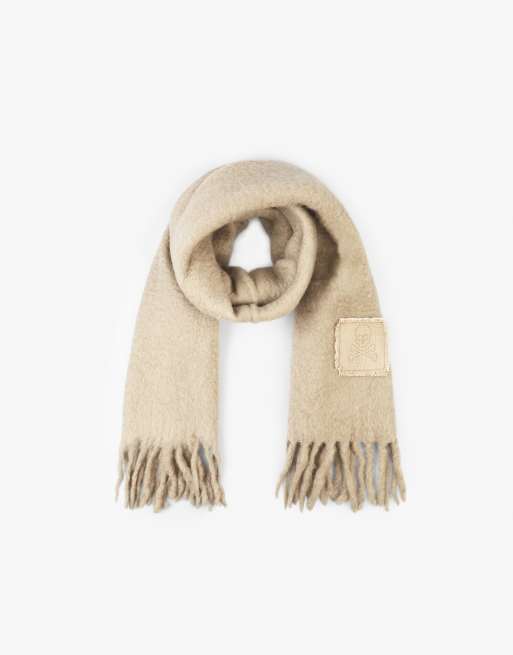 Scalpers – Schal mit Fransen und Patch-Detail in Taupe