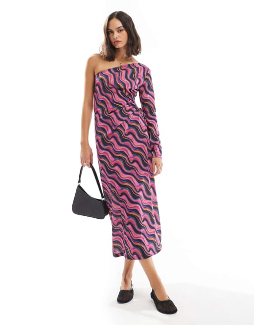 Scalpers – Schulterfreies, buntes Lurex-Kleid