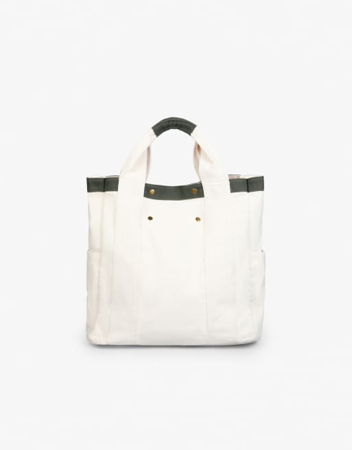 Scalpers – Schultertasche aus beigem Leinen mit farblich abgesetztem Detail, 3 von 4