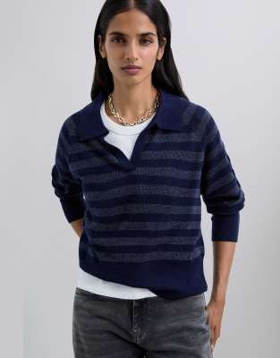 Scalpers - Scpololurex - Pullover in Marineblau mit Streifen-Bunt