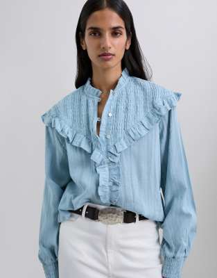 Scalpers - Scsmock - Rüschenhemd in Hellblau