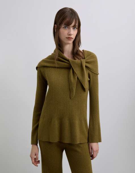 Scalpers – Set mit Strickpullover in Khaki mit welligem Detail - view 1