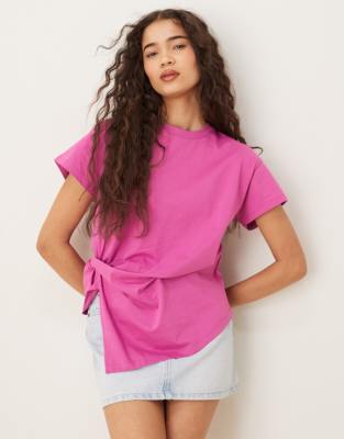 Side knot tee in bouganville-pink