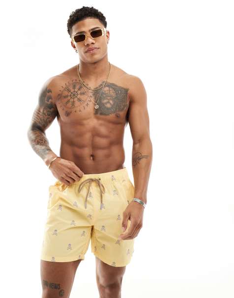 Scalpers skull classic swimsuit in yellow - view 1