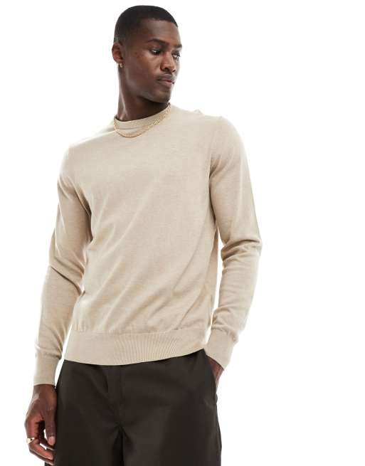  Scalpers skull round neck jumper in beige