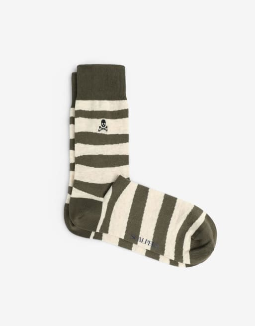 Scalpers – Socken in Khaki mit Wellenstreifen