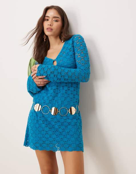 Scalpers Star guipour dress in turquoise