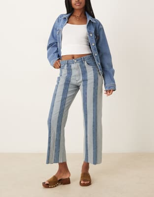 Scalpers Straight Leg Patchwork Denim Pants In Blue