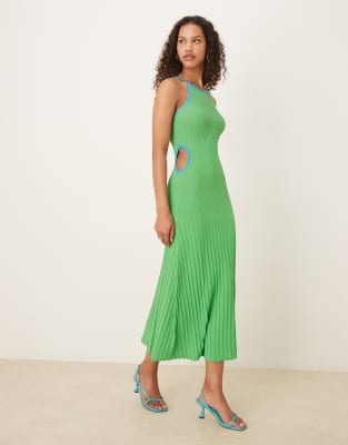 Scalpers - Strickkleid in Grün mit Zierausschnitten