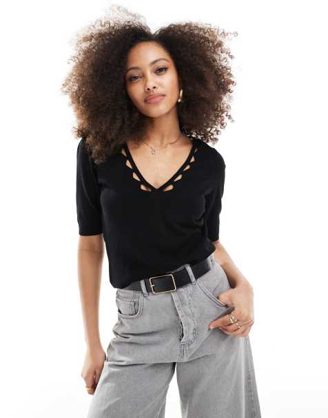Scalpers – Strickpullover in Schwarz mit seitlichem Detail - view 1