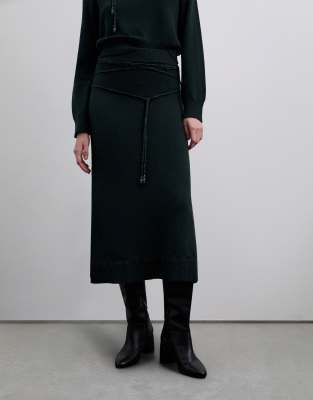 Scalpers - Strickrock in Dunkelgrün mit Kordeldetail