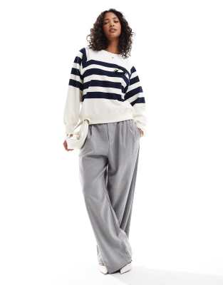 Striped Patch Sweater In Navy Stripes